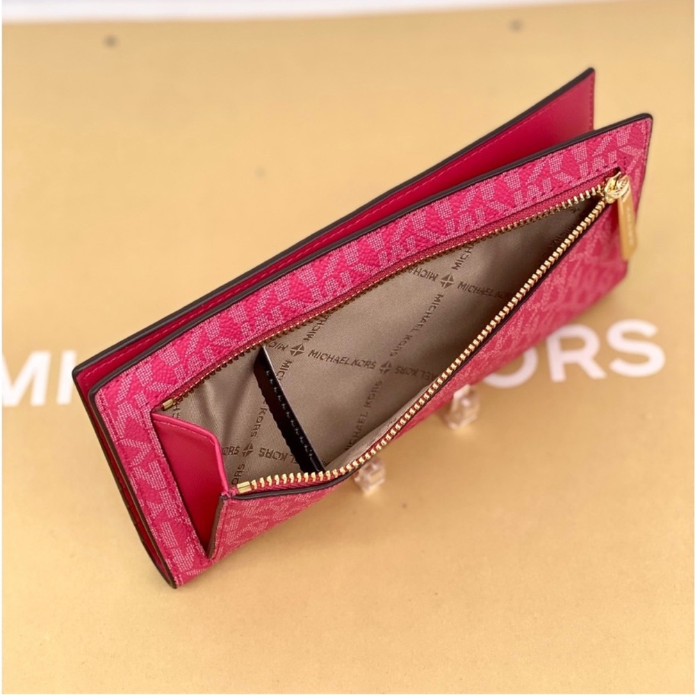 Michael Kors Reed Snap Bifold Wallet Electric Pink - Picture 5 of 11